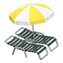 Animal Crossing Items Beach chairs with parasol Yellow & white Parasol color Black