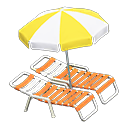 Animal Crossing Items Beach chairs with parasol Yellow & white Parasol color Orange