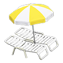 Animal Crossing Items Beach chairs with parasol Yellow & white Parasol color White