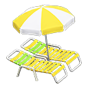 Animal Crossing Items Beach chairs with parasol Yellow & white Parasol color Yellow