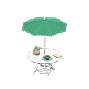 Animal Crossing Items Bistro table Green Parasol color White