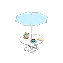 Animal Crossing Items Bistro table Light blue Parasol color White