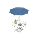 Animal Crossing Items Bistro table Navy blue Parasol color White