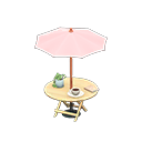 Animal Crossing Items Bistro table Pink Parasol color Light wood