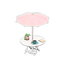 Animal Crossing Items Bistro table Pink Parasol color White