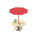 Animal Crossing Items Bistro table Red Parasol color Light wood