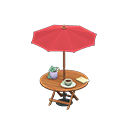 Animal Crossing Items Bistro table Red Parasol color Natural wood