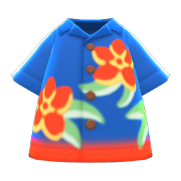 Animal Crossing Items Bold Aloha Shirt Navy blue