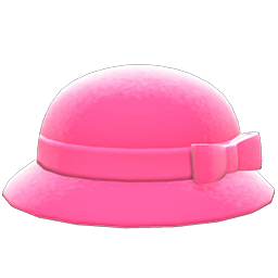 Animal Crossing Items Bowler Hat With Ribbon Pink