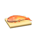 Animal Crossing Items Carp on a cutting board Red