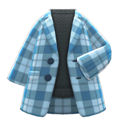 Animal Crossing Items Checkered Chesterfield Coat Blue