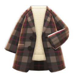 Animal Crossing Items Checkered Chesterfield Coat Brown