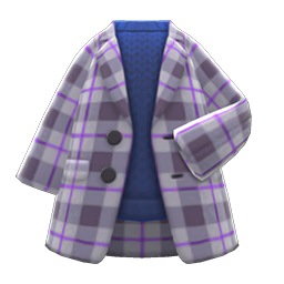 Animal Crossing Items Checkered Chesterfield Coat Gray