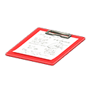 Animal Crossing Items Clipboard Memo Paper Red