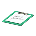 Animal Crossing Items Clipboard Signature practice Paper Green