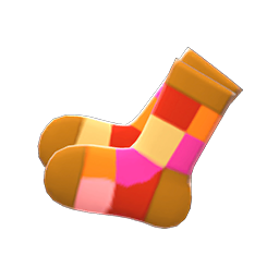 Animal Crossing Items Color-blocked Socks Brown