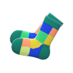 Animal Crossing Items Color-blocked Socks Green