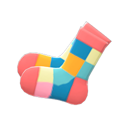 Animal Crossing Items Color-blocked Socks Pink