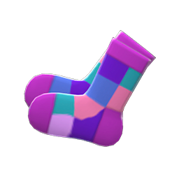 Animal Crossing Items Color-blocked Socks Purple