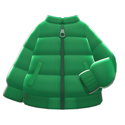 Animal Crossing Items Down Jacket Green