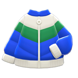 Animal Crossing Items Down Ski Jacket Blue & green