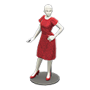 Animal Crossing Items Dress mannequin Red Dress color White