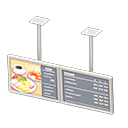 Animal Crossing Items Dual hanging monitors Café menu Displayed content White