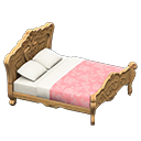 Animal Crossing Items Elegant bed Pink roses Duvet cover Light brown