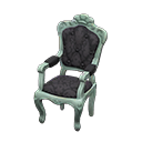 Animal Crossing Items Elegant chair Damascus-pattern black Fabric Blue