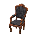 Animal Crossing Items Elegant chair Damascus-pattern black Fabric Brown