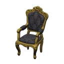 Animal Crossing Items Elegant chair Damascus-pattern black Fabric Gold