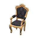 Animal Crossing Items Elegant chair Damascus-pattern black Fabric Light brown