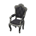 Animal Crossing Items Elegant chair Damascus-pattern black Fabric Silver