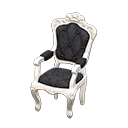 Animal Crossing Items Elegant chair Damascus-pattern black Fabric White