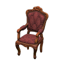 Animal Crossing Items Elegant chair Damascus-pattern red Fabric Brown