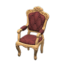 Animal Crossing Items Elegant chair Damascus-pattern red Fabric Light brown