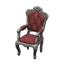 Animal Crossing Items Elegant chair Damascus-pattern red Fabric Silver