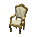 Animal Crossing Items Elegant chair White with stripe Fabric Gold