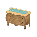 Animal Crossing Items Elegant dresser Blue roses Cloth Light brown