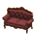 Animal Crossing Items Elegant sofa Damascus-pattern red Fabric Brown