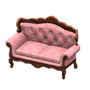 Animal Crossing Items Elegant sofa Pink roses Fabric Brown