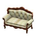 Animal Crossing Items Elegant sofa White with stripe Fabric Brown