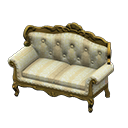 Animal Crossing Items Elegant sofa White with stripe Fabric Gold