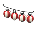 Animal Crossing Items Festival-lantern set Red & white stripes Lantern pattern Black