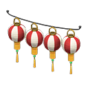 Animal Crossing Items Festival-lantern set Red & white stripes Lantern pattern Gold