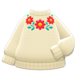 Animal Crossing Items Flower Sweater White