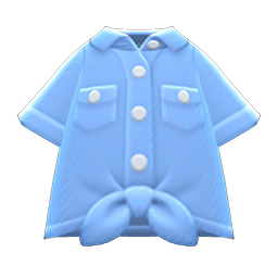 Animal Crossing Items Front-tie Button-down Shirt Blue