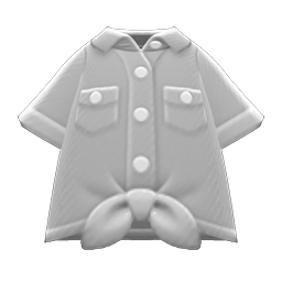 Animal Crossing Items Front-tie Button-down Shirt Gray