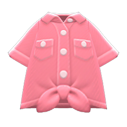 Animal Crossing Items Front-tie Button-down Shirt Pink