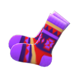 Animal Crossing Items Geometric-print Socks Purple